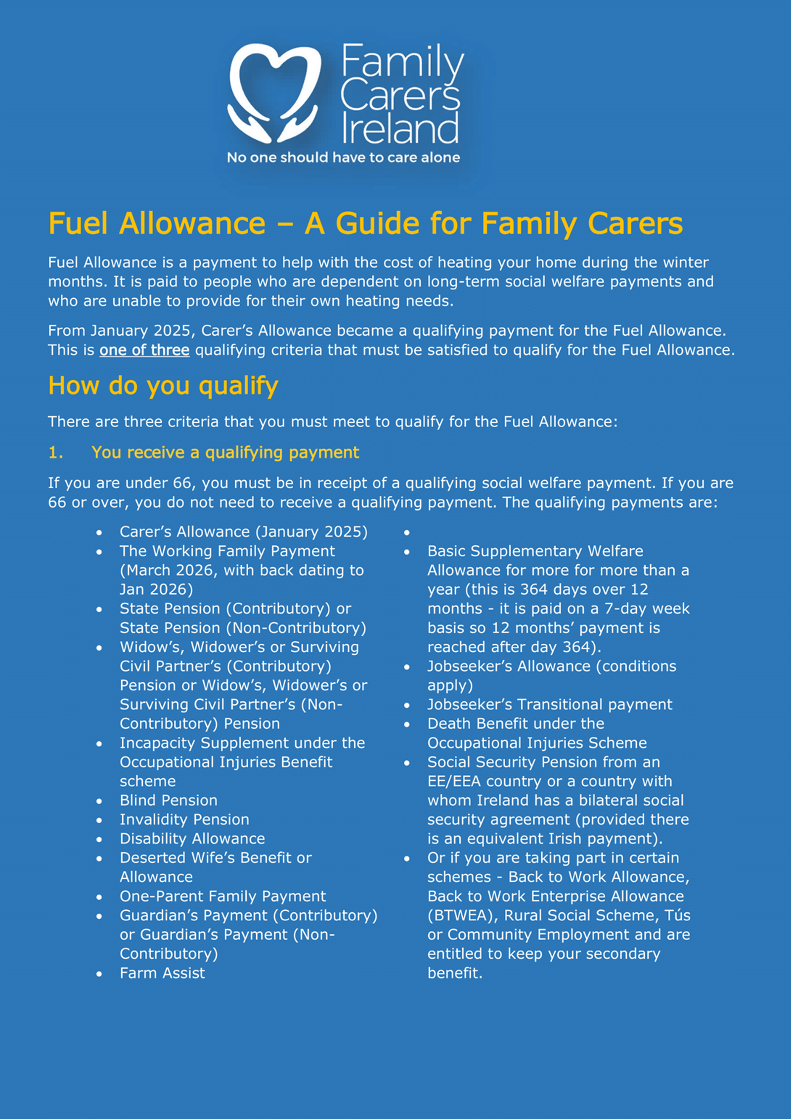 Fuel Allowance – A Guide For Family Carers (2025)