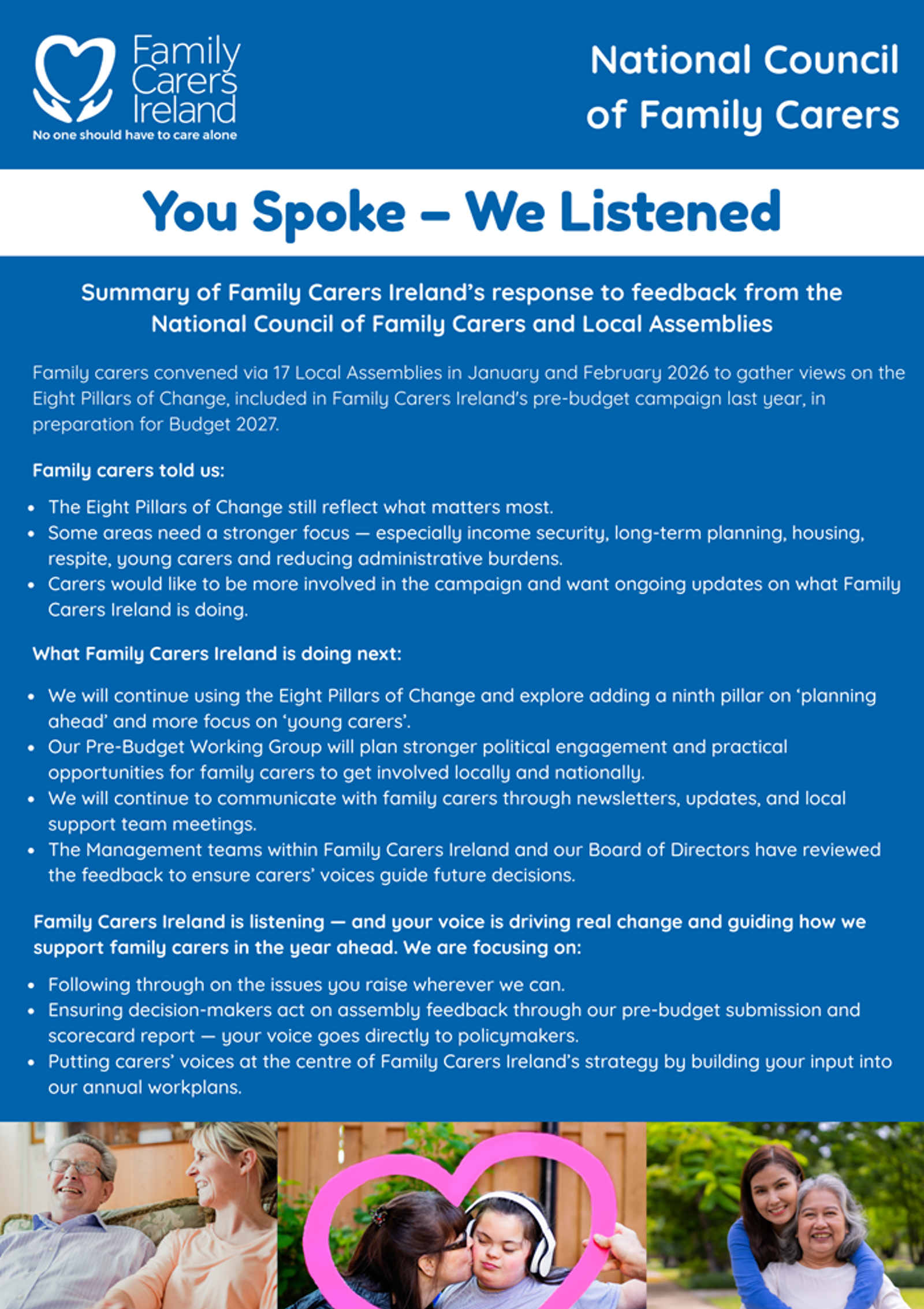 National Council of Family Carers - April 2026 Update