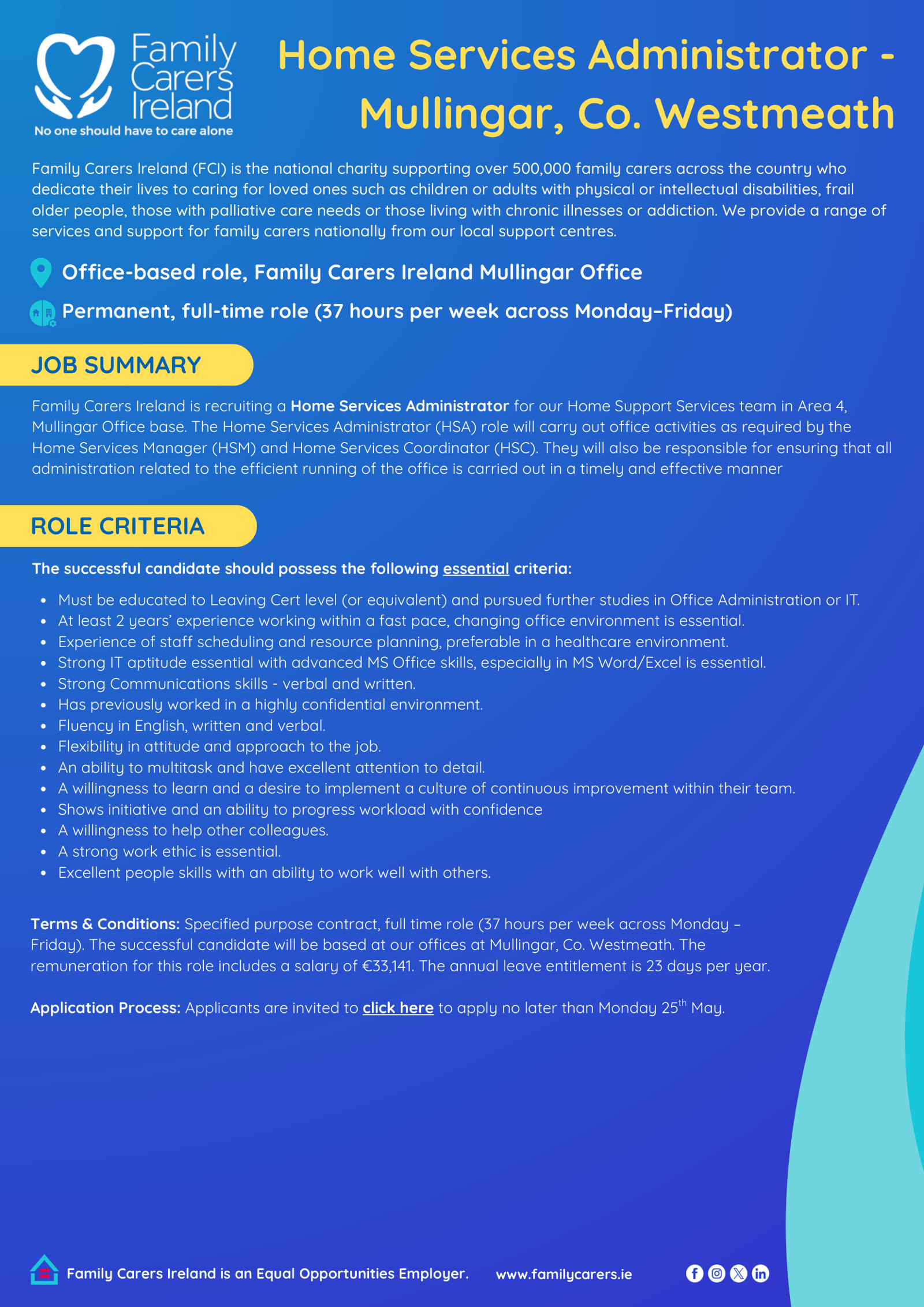 Home Services Administrator - Mullingar, Co. Westmeath