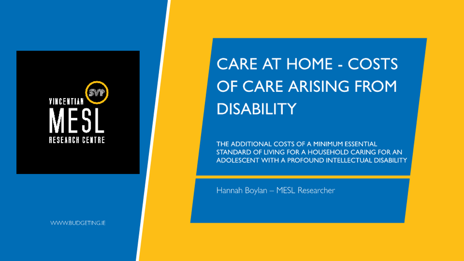 1. Hannah Boylan, MESL Research Centre, SVP, The Costs Of Care Arising From Disability