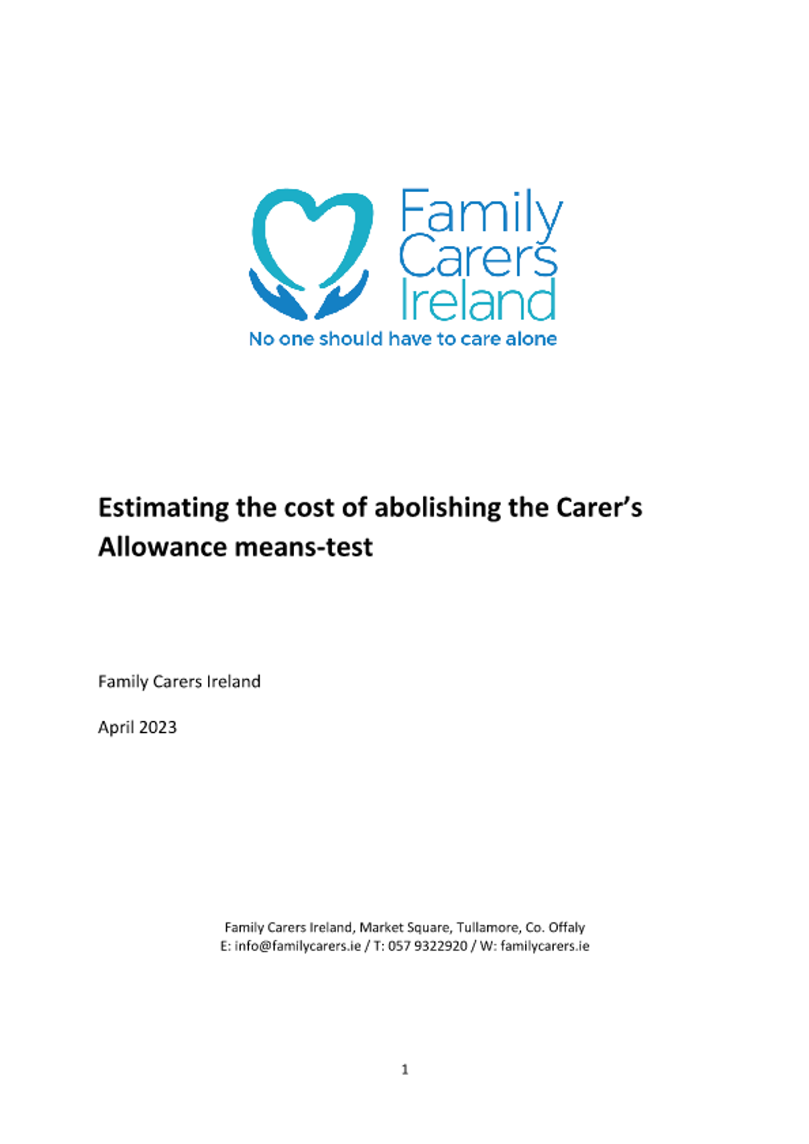 Estimating The Cost Of Abolishing The Carer’s Allowance Means Test (2023)