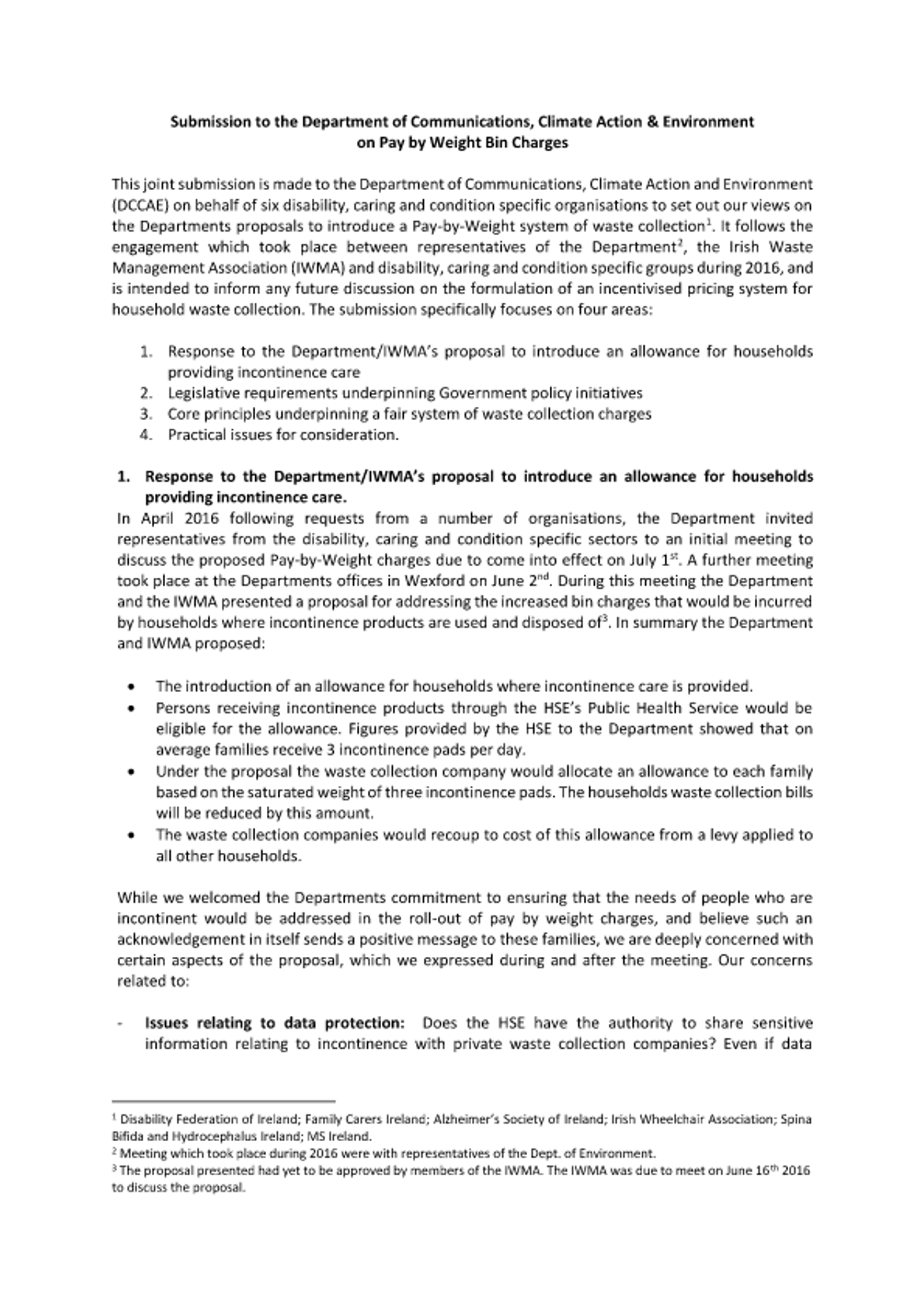 Submission To The Department Of Communications, Climate Action & Environment On Pay By Weight Bin Charges (2017)