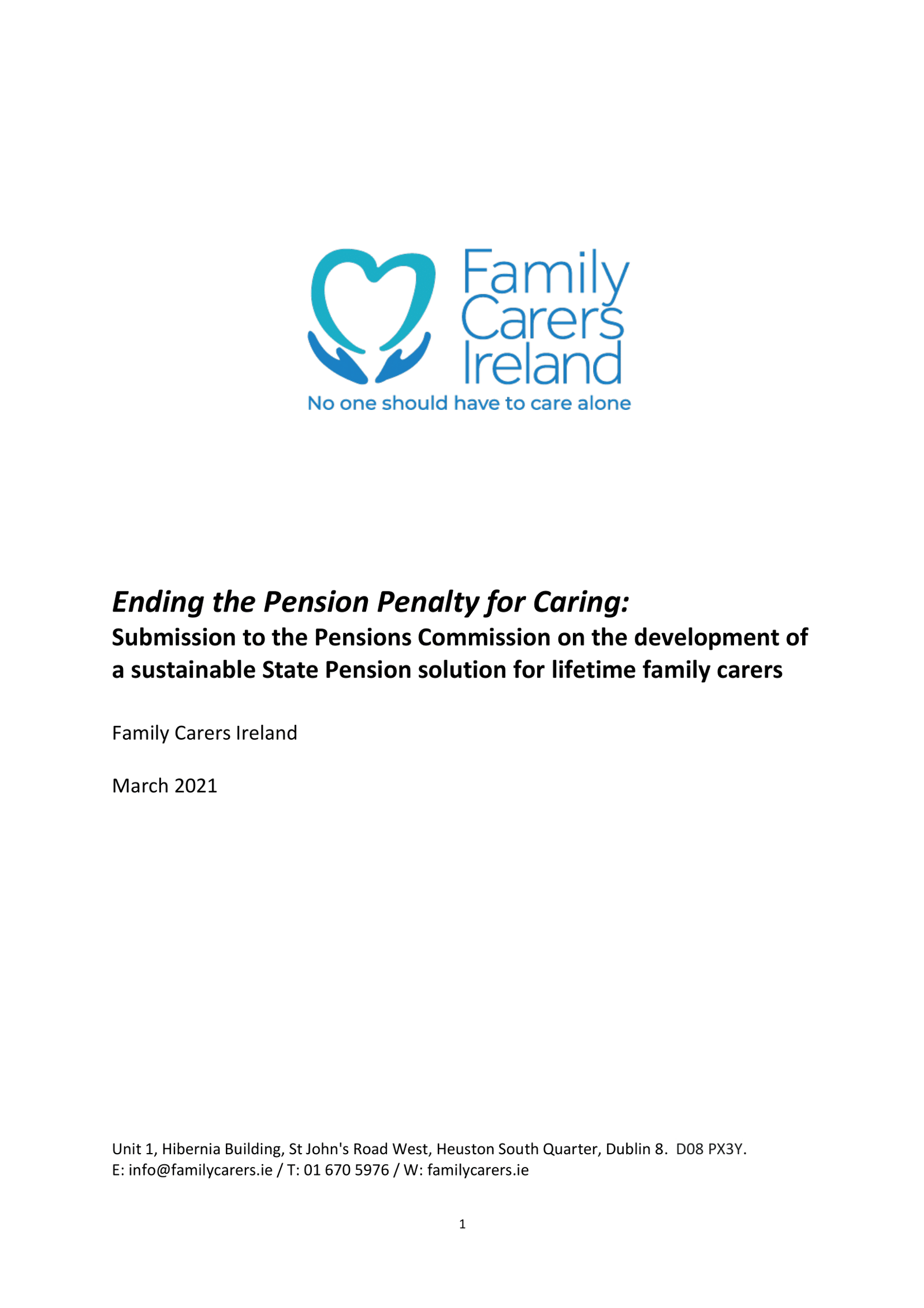 Submission To The Pensions Commission Ending The Pensions Penalty For Caring (2021)