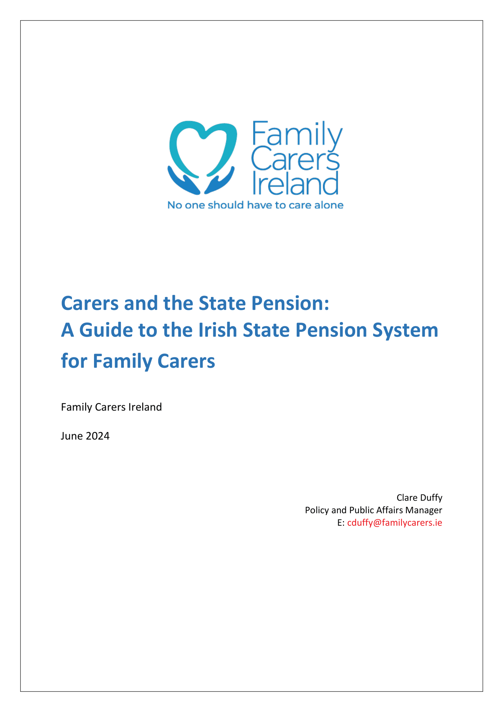 Carers And The State Pension Guidance Paper 2024