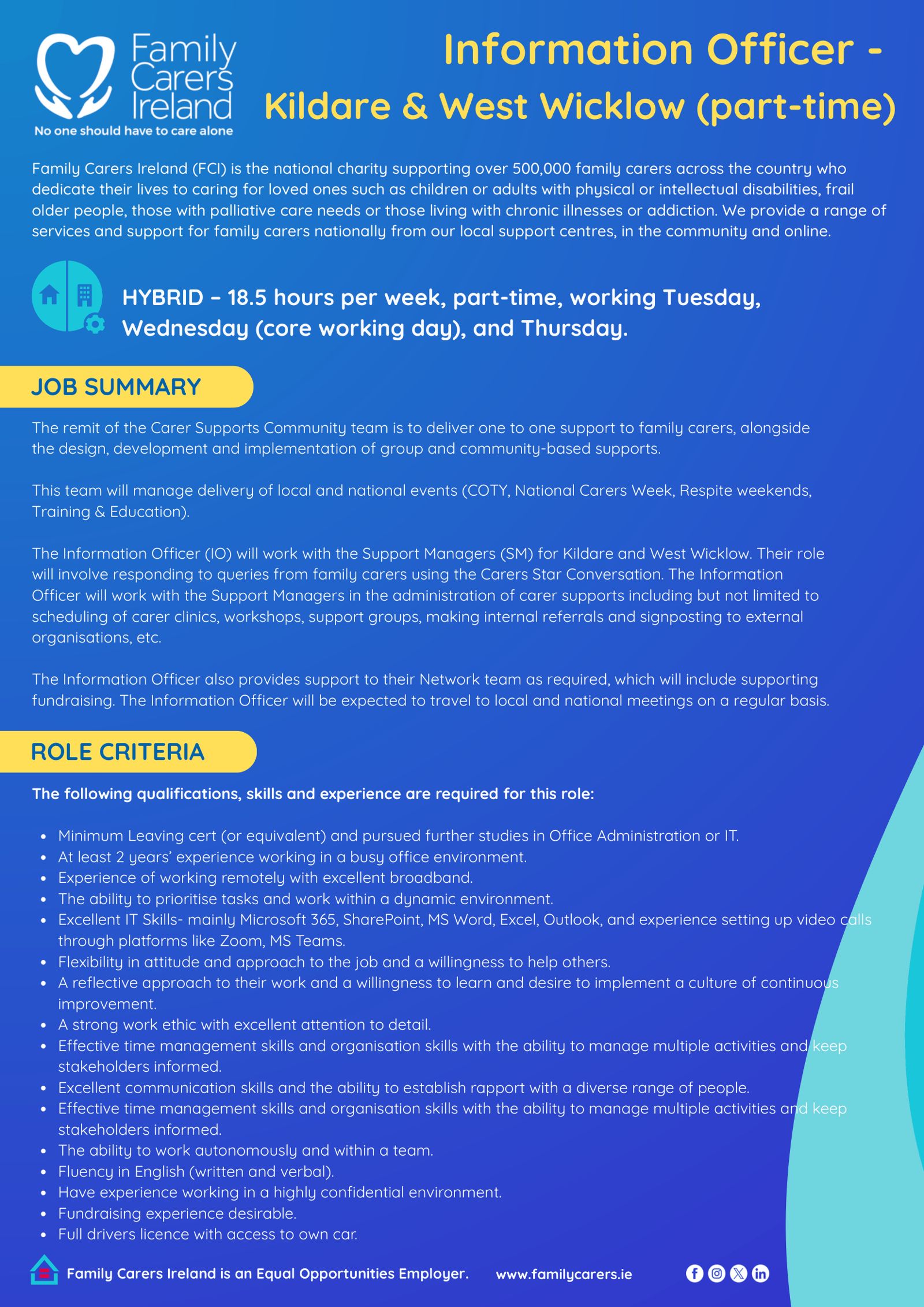 Information Officer - Kildare & West Wicklow (part-time)