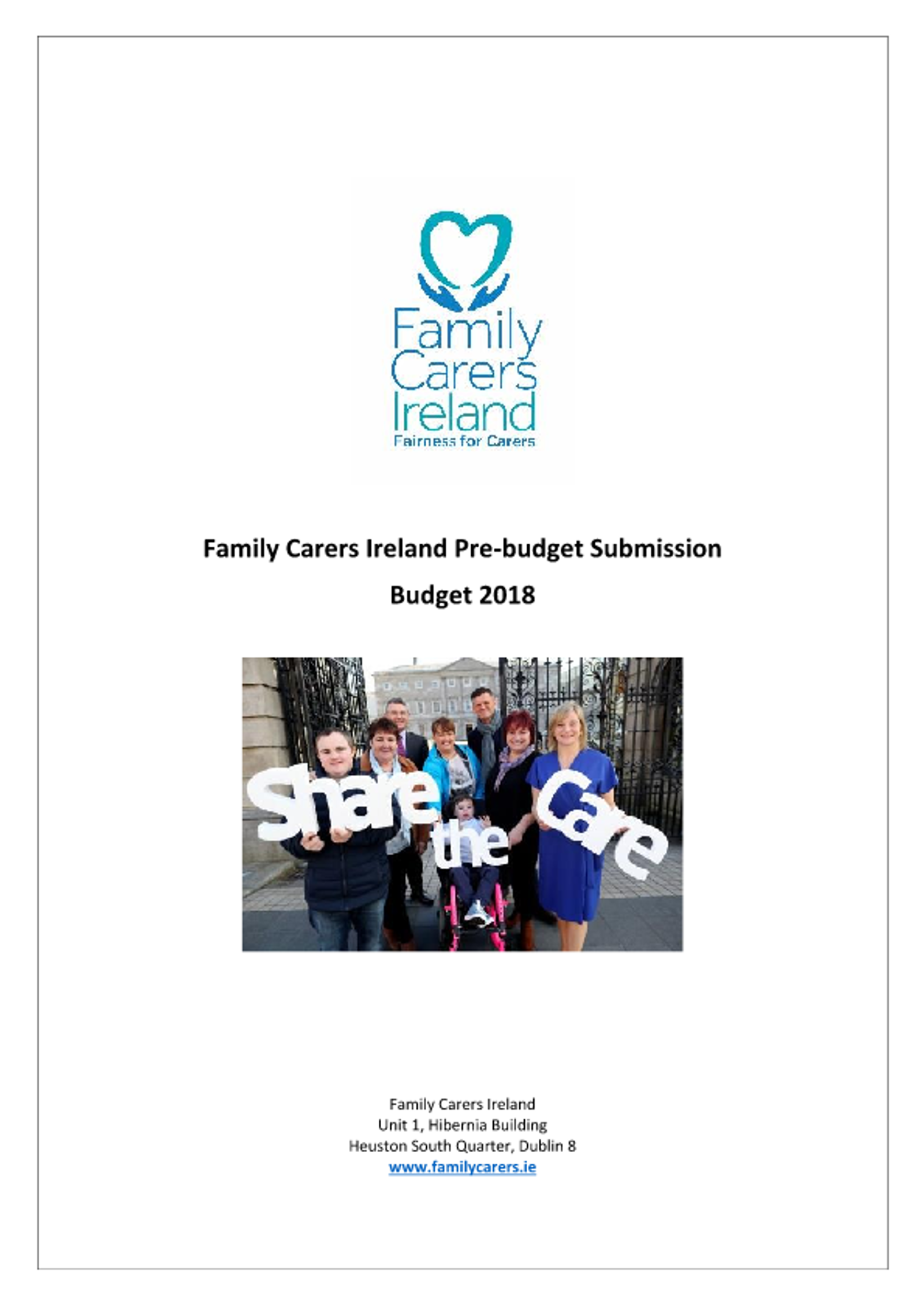 2018 Pre-Budget Submission: Share The Care