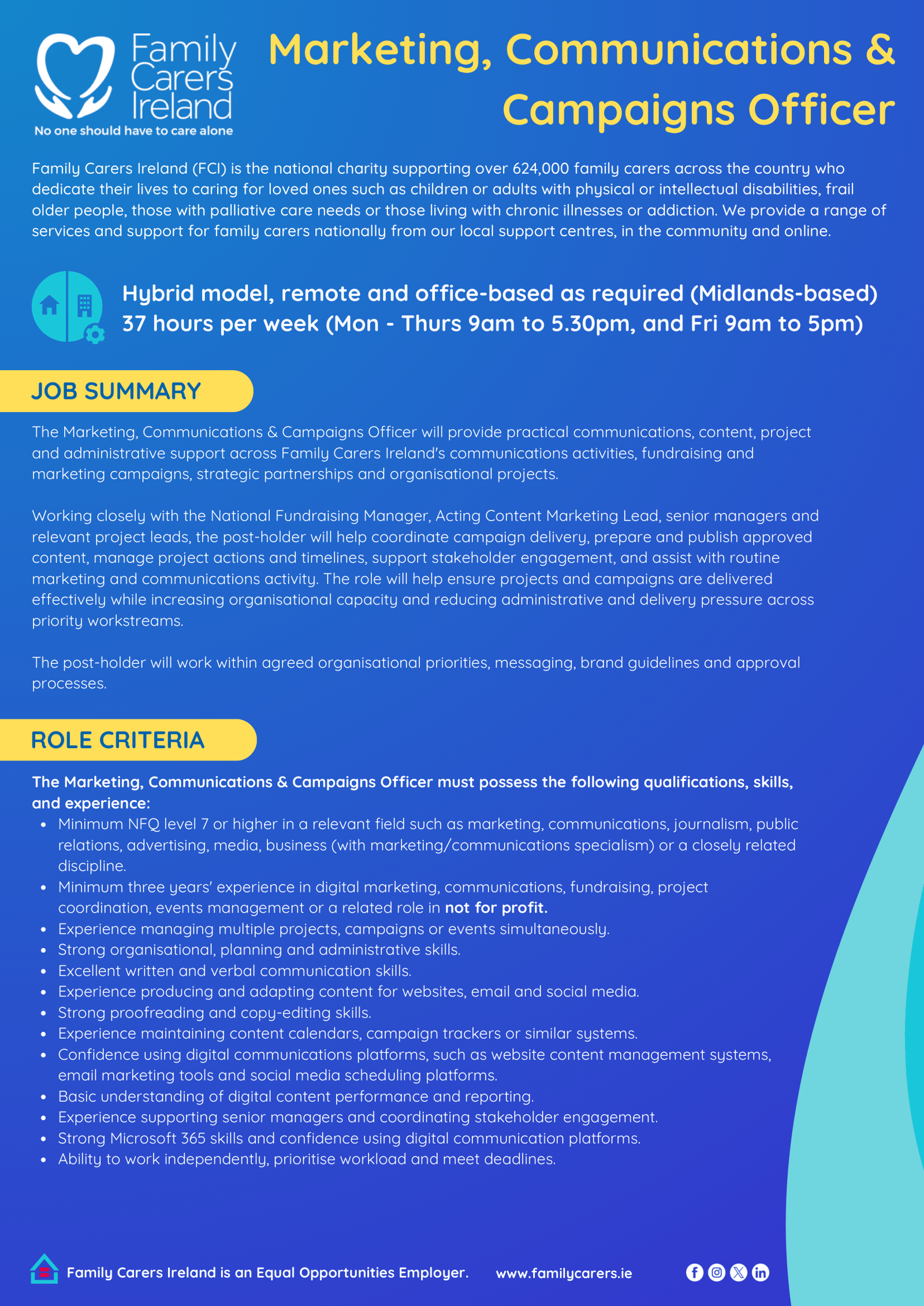 Marketing, Communications & Campaigns Officer