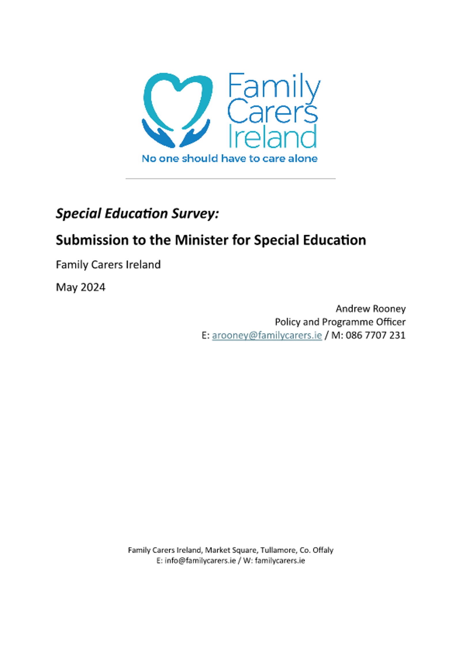 Special Education Survey Submission To The Minister For Special Education (2024)